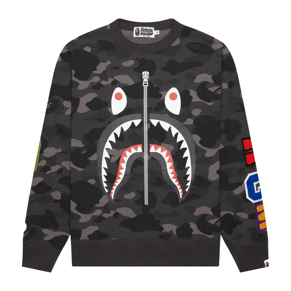 A Bathing Ape Color Camo Shark Crewneck Sweater