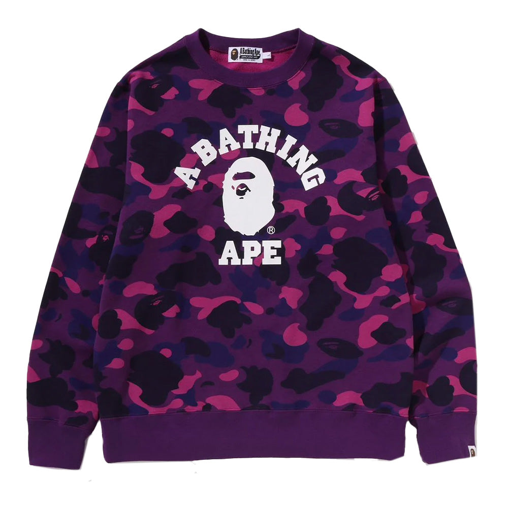 A Bathing Ape Color Camo College Crewneck Sweater - Purple