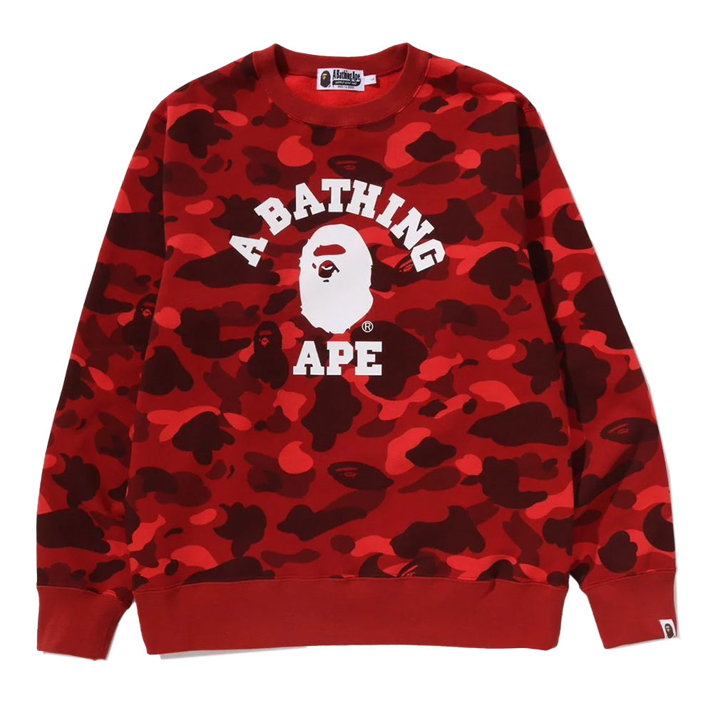 A Bathing Ape Color Camo College Crewneck Sweater - Red