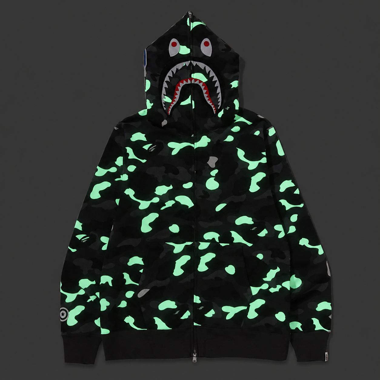 A Bathing Ape City Camo "Glow In The Dark" Full Zip Shark Hoodie