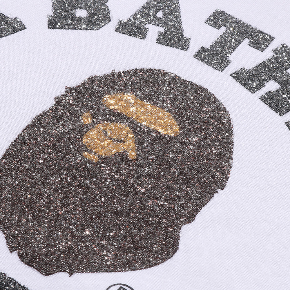 A Bathing Ape Glass Beads College SS Tee - White