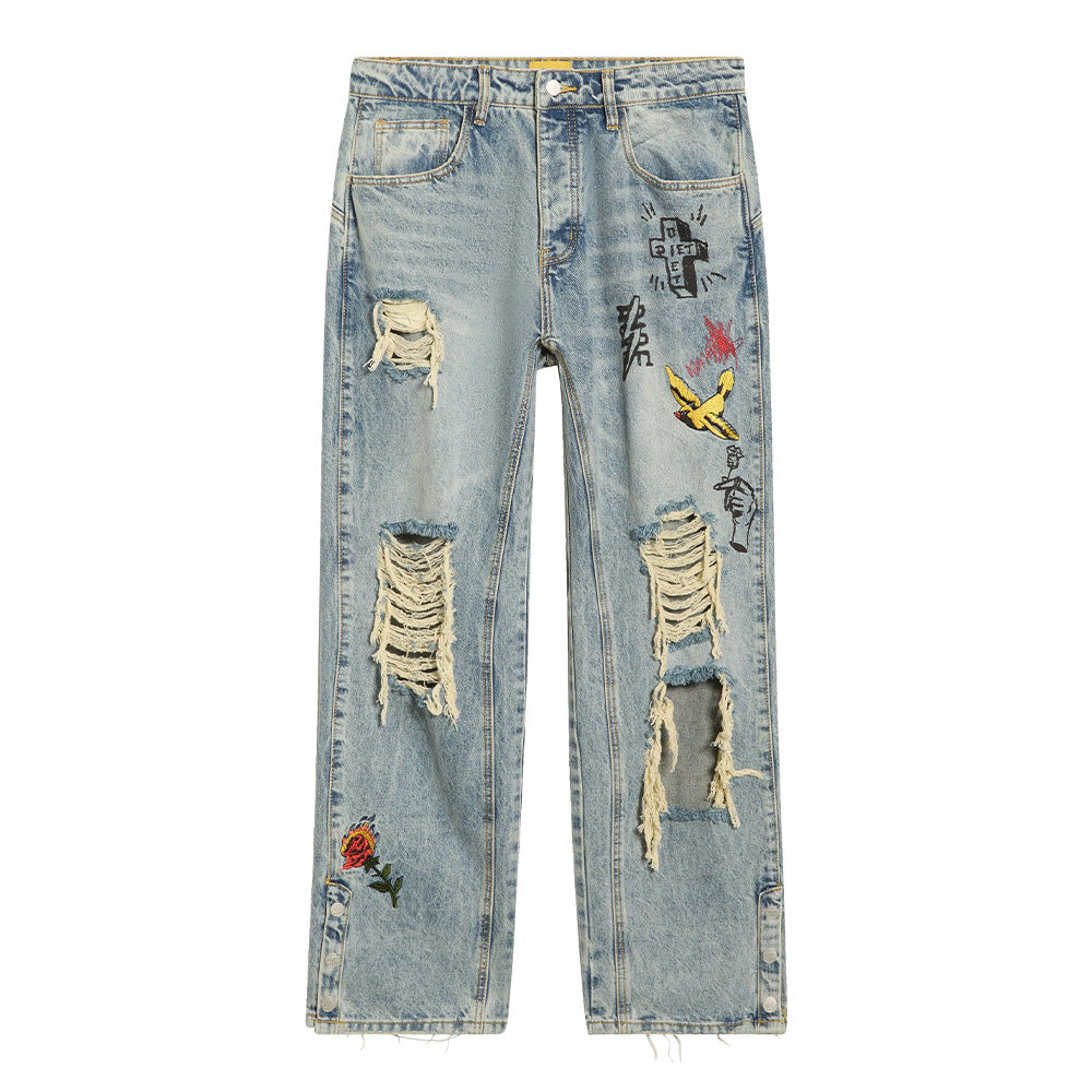Diet Starts Monday Doodle Distressed Denim