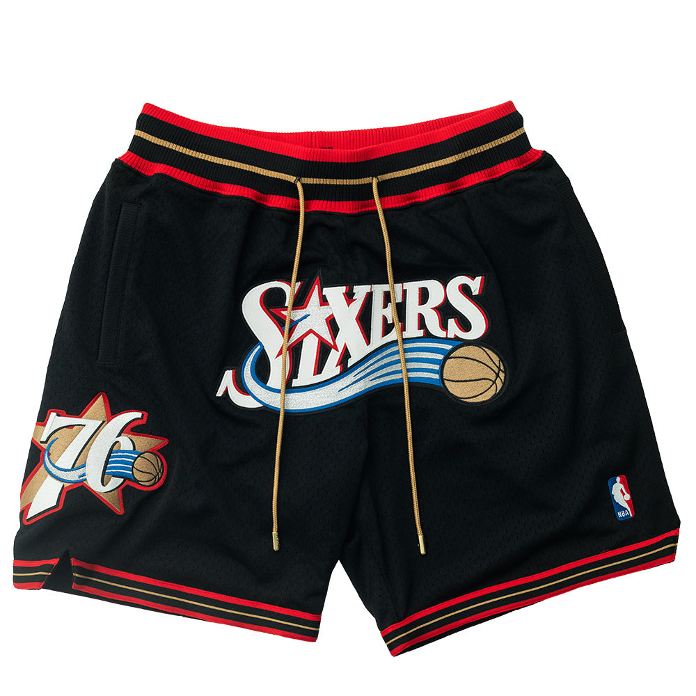 Just Don X Mitchell & Ness Philadelphia 76ers Basketball Short - 7inch Inseam Black/Multi PFSW7546-P76YYPPPBKWH