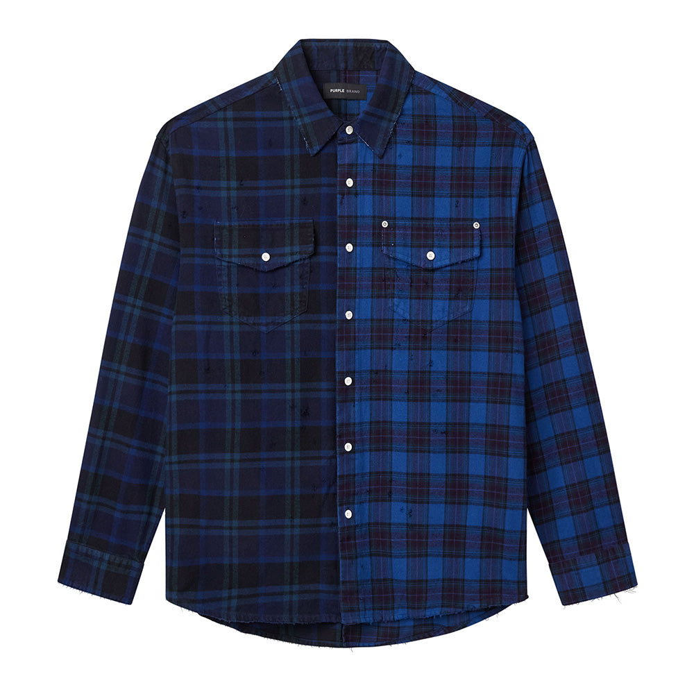 Purple Half and Half LS Flannel