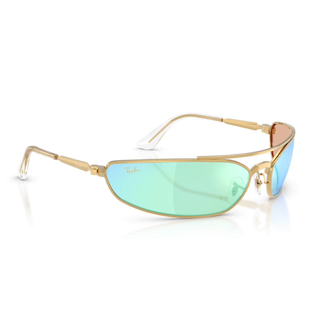 A$AP Rocky X Ray-Ban Pinnacle Metal "Wraparound" Polished Arista Gold with Light Grey Mirror Blue Lense