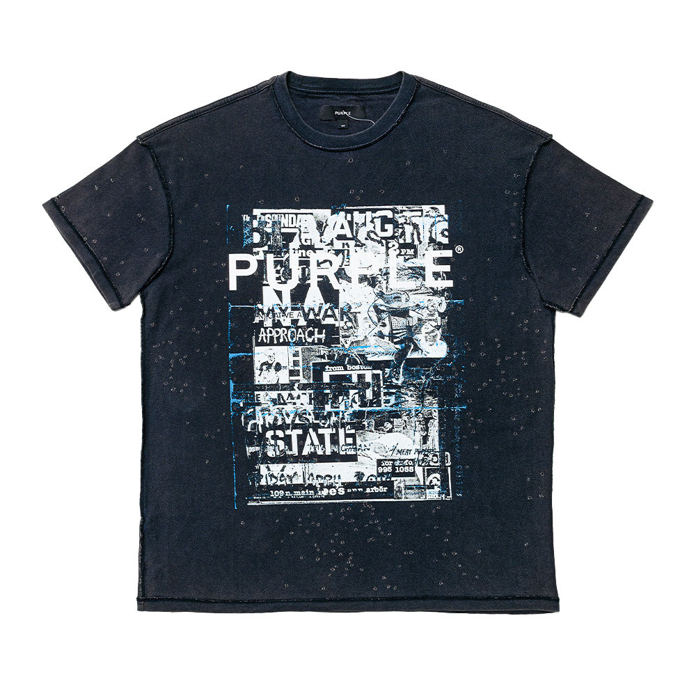 Purple Inside Out Textured Distressed SS Tee
