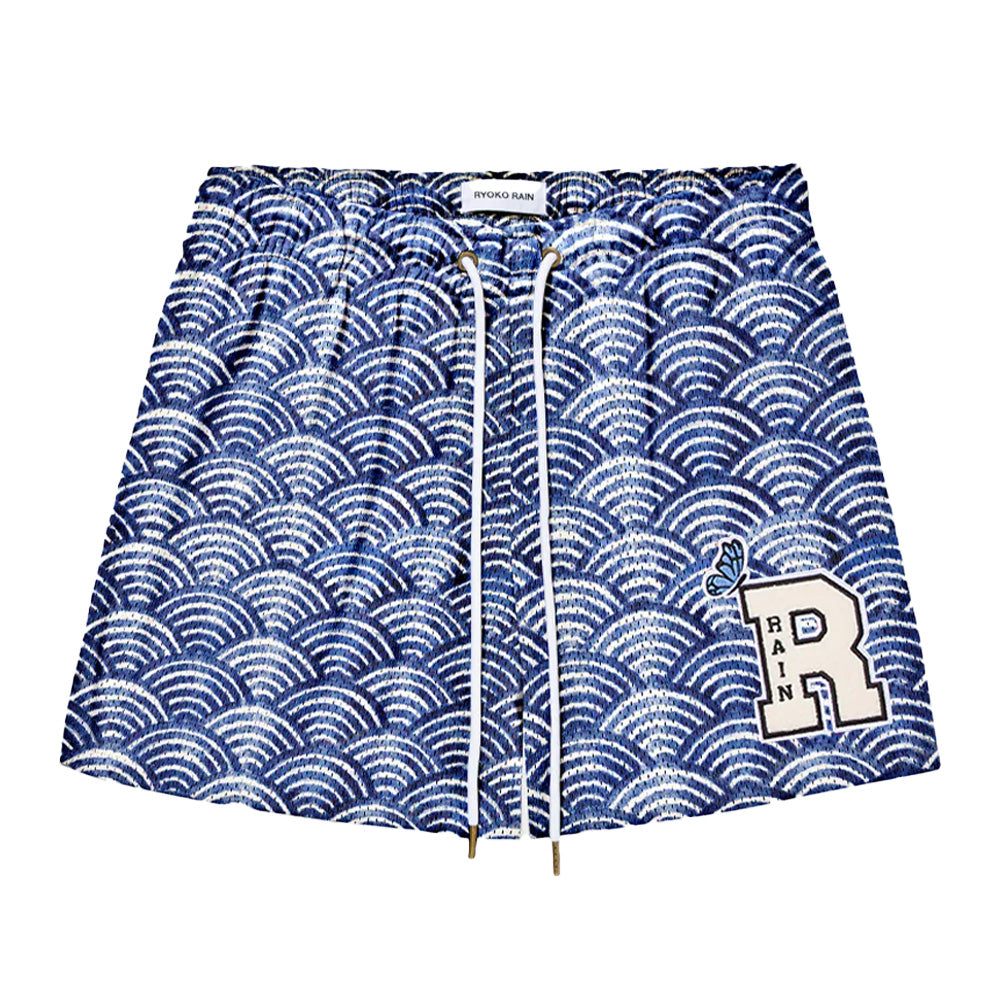 Ryoko Rain Seigaiha Waves Mesh Short