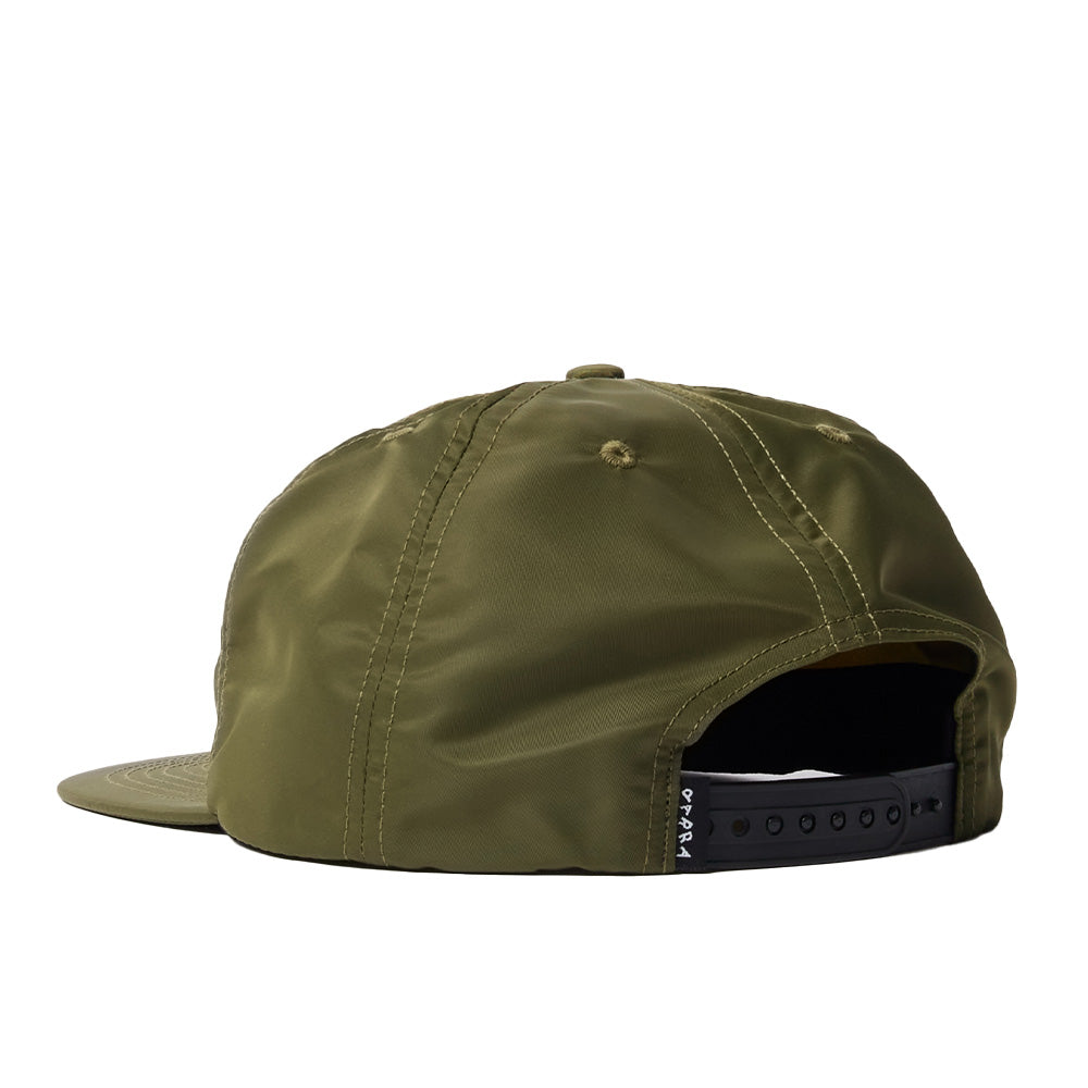 Parra Distorted 90s Memory 6 Panel Satin Snapback Hat - Olive