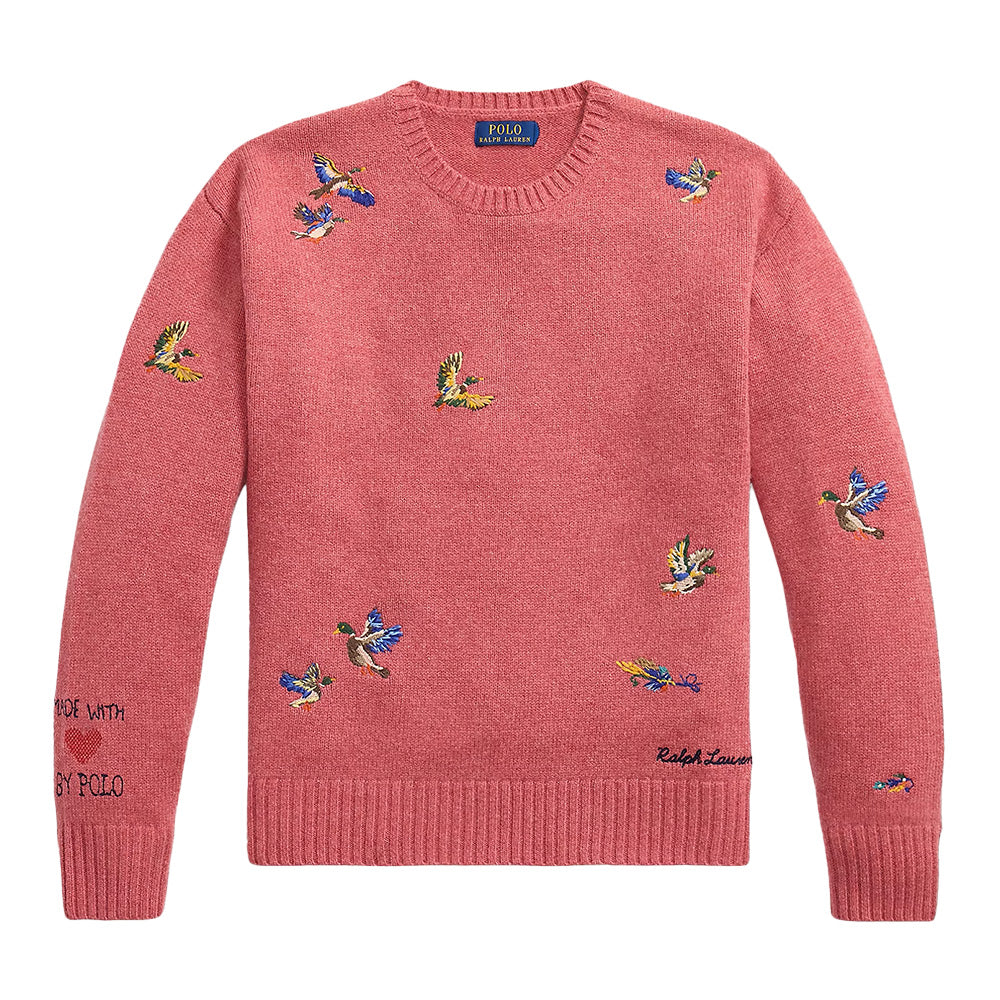 Polo Ralph Lauren Wool Alpaca Embroidered Ducks Fly Crewneck Sweater