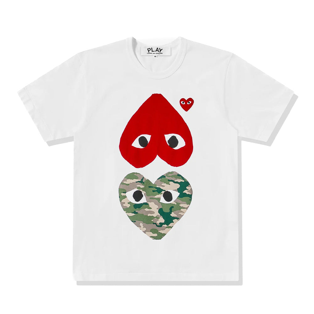 Comme des Garçons PLAY  Camouflage Upside Down Double Heart SS Tee