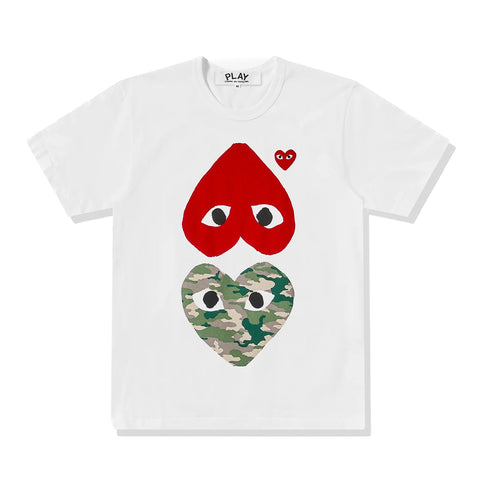 Comme des Garçons PLAY  Camouflage Upside Down Double Heart SS Tee