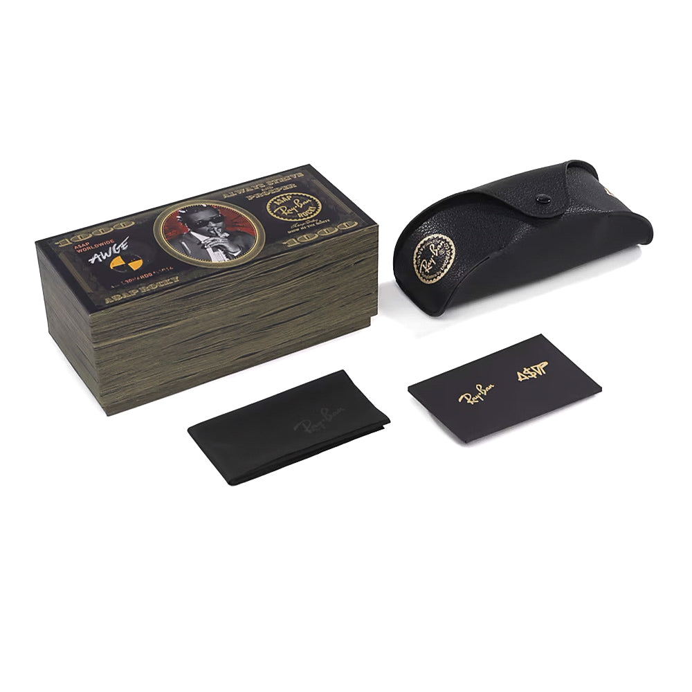 A$AP Rocky X Ray-Ban "Rimless" Polished Arista Gold with Dark Green Lens