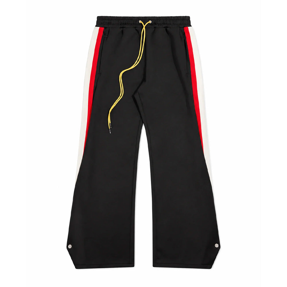 Diet Starts Monday Striped Snap Track Pants - Black