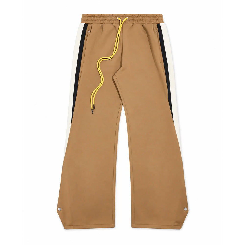 Diet Starts Monday Striped Snap Track Pants - Tan