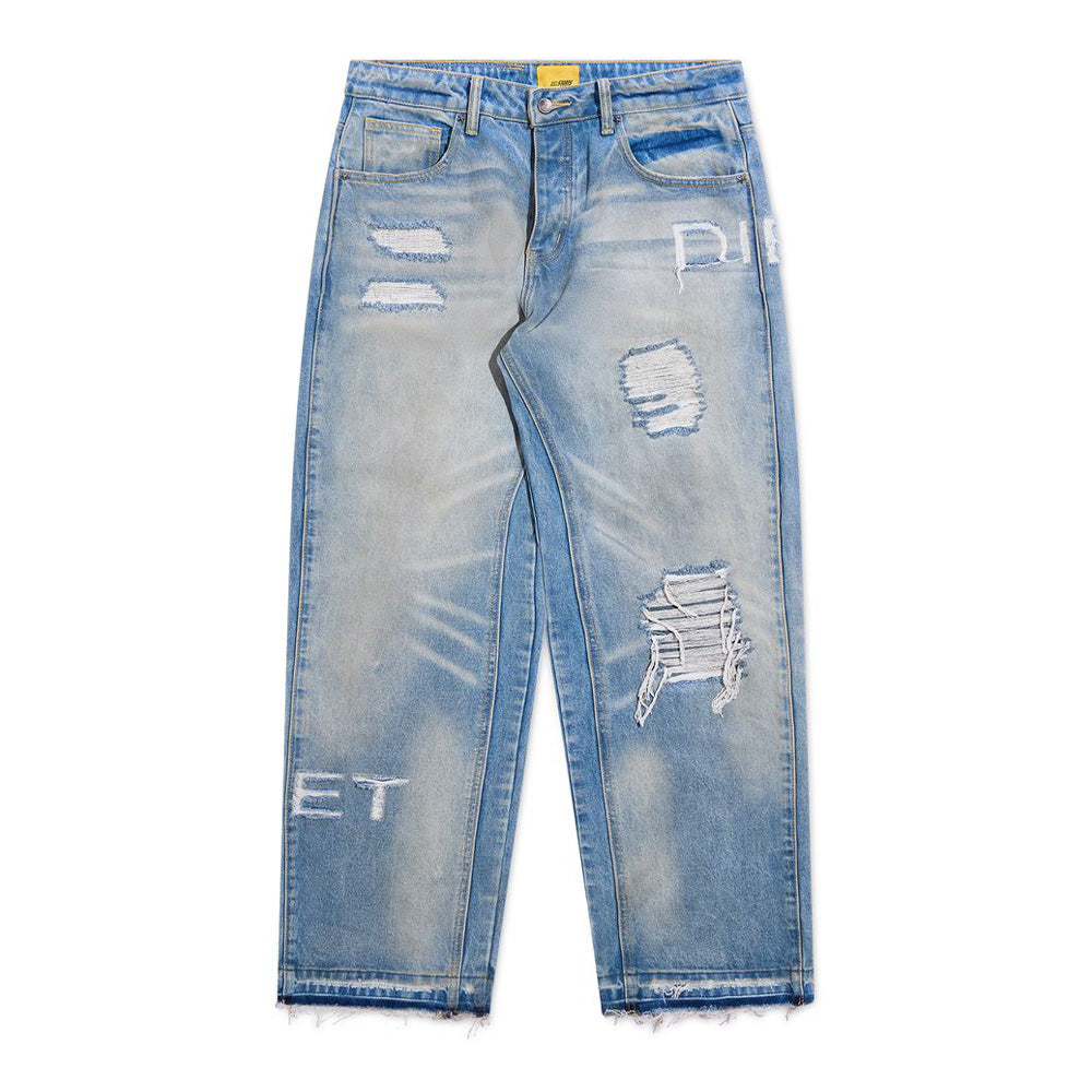 Diet Starts Monday Distressed Stencil Denim