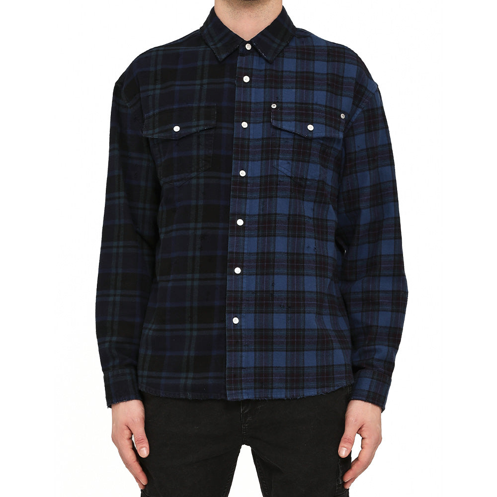 Purple Half and Half LS Flannel