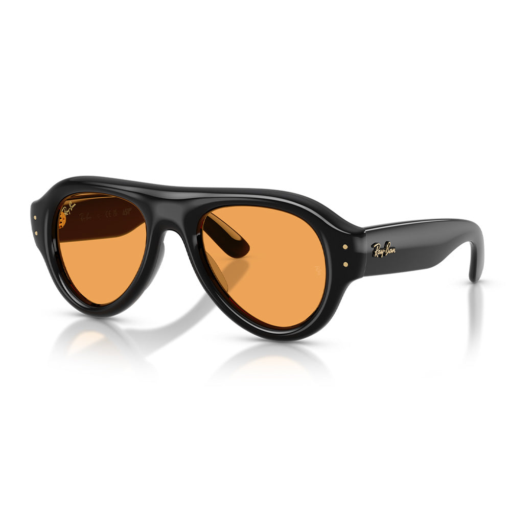 A$AP Rocky x Ray-Ban Aviator Puffer - Polished Black/Orange Lense