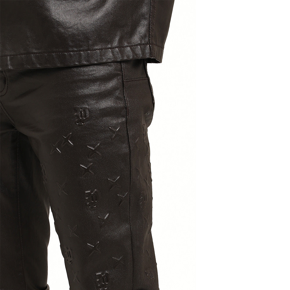 Purple Mono Embossed Denim "Brown" - Skinny Fit