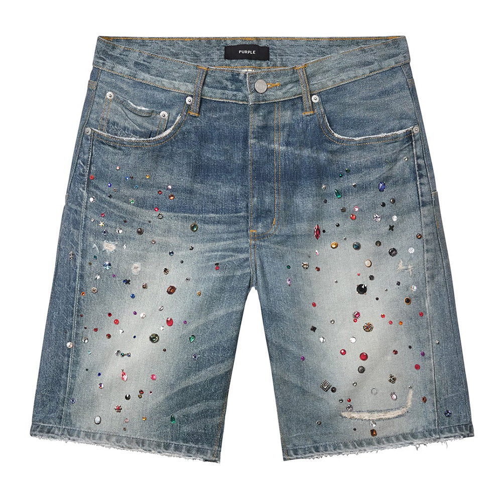 Purple P059 Cyanine Jewel Denim Short