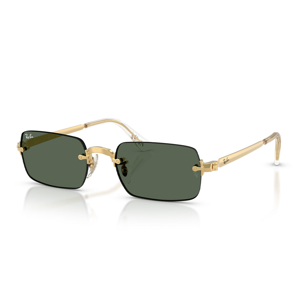 A$AP Rocky X Ray-Ban "Rimless" Polished Arista Gold with Dark Green Lens