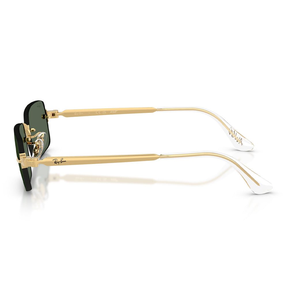 A$AP Rocky X Ray-Ban "Rimless" Polished Arista Gold with Dark Green Lens
