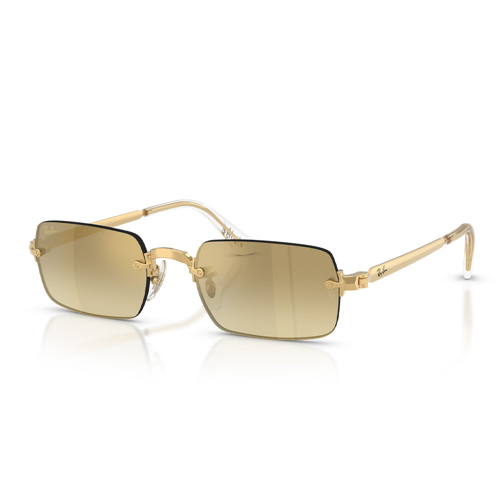 A$AP Rocky X Ray-Ban "Rimless" Polished Arista Gold with Brown Mirror Gold Gradient Lens