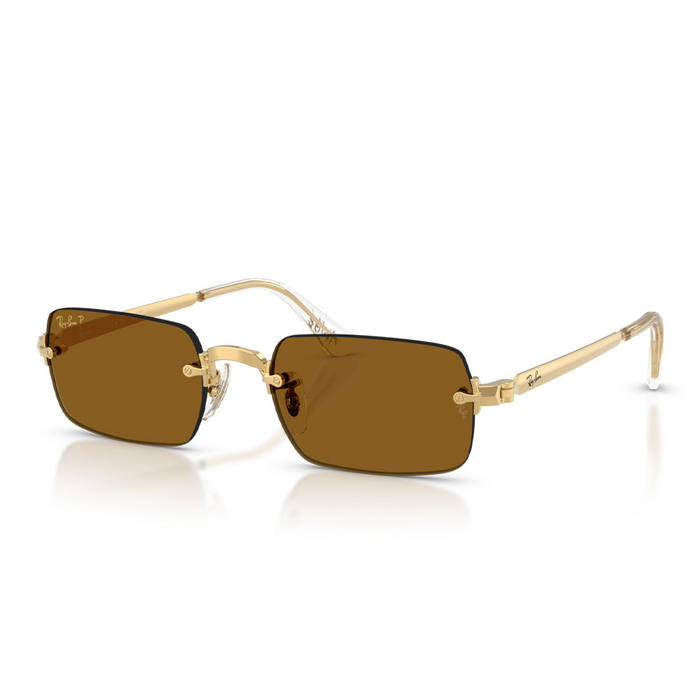 A$AP Rocky X Ray-Ban "Rimless" Polished Arista Gold with Dark Brown Polarized Lens