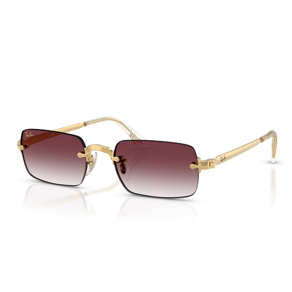 A$AP Rocky X Ray-Ban "Rimless" Polished Arista Gold with Clear Gradient Dark Violet Lens