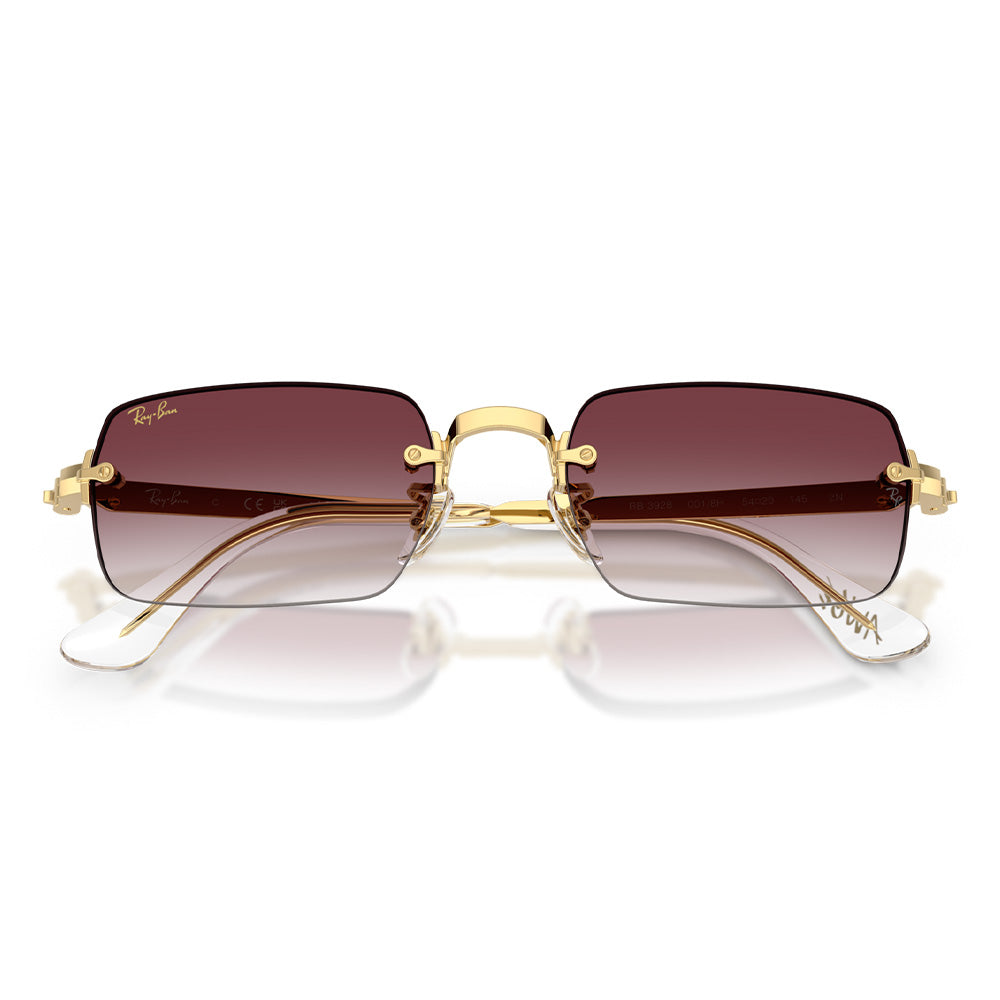 A$AP Rocky X Ray-Ban "Rimless" Polished Arista Gold with Clear Gradient Dark Violet Lens