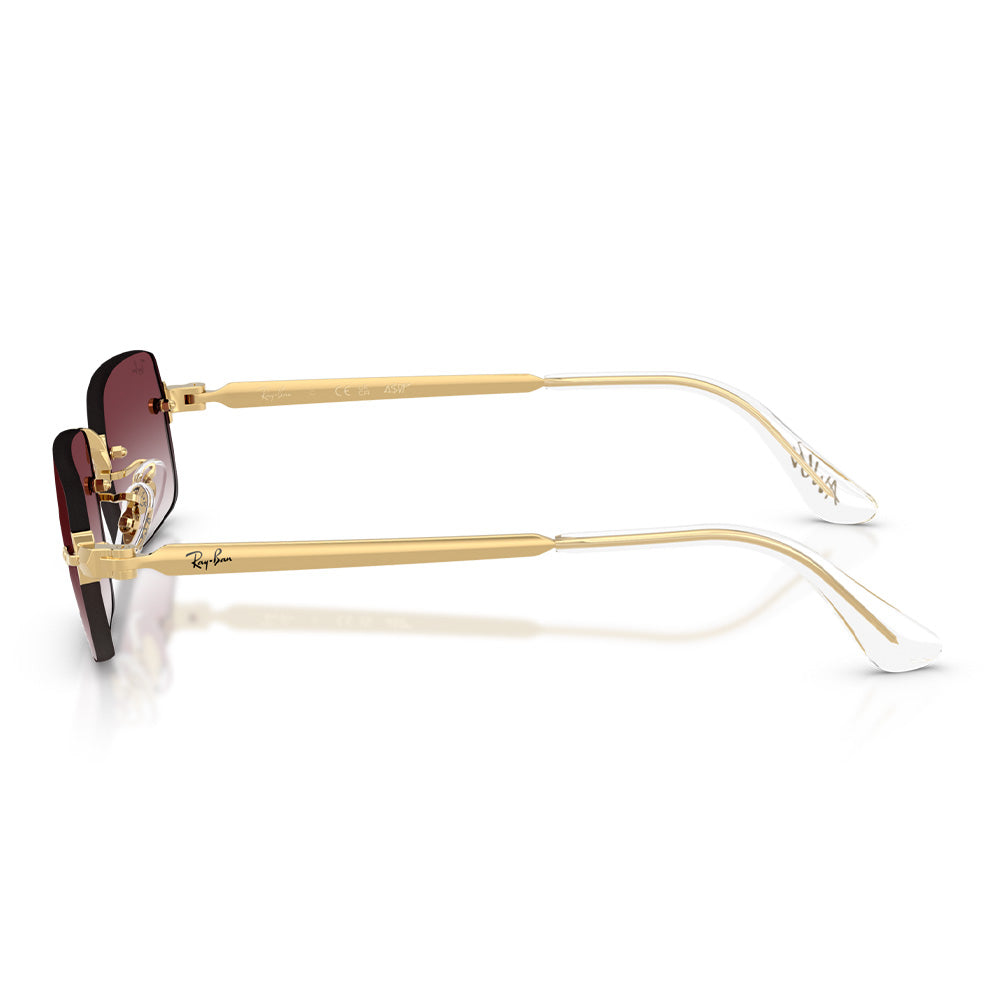 A$AP Rocky X Ray-Ban "Rimless" Polished Arista Gold with Clear Gradient Dark Violet Lens
