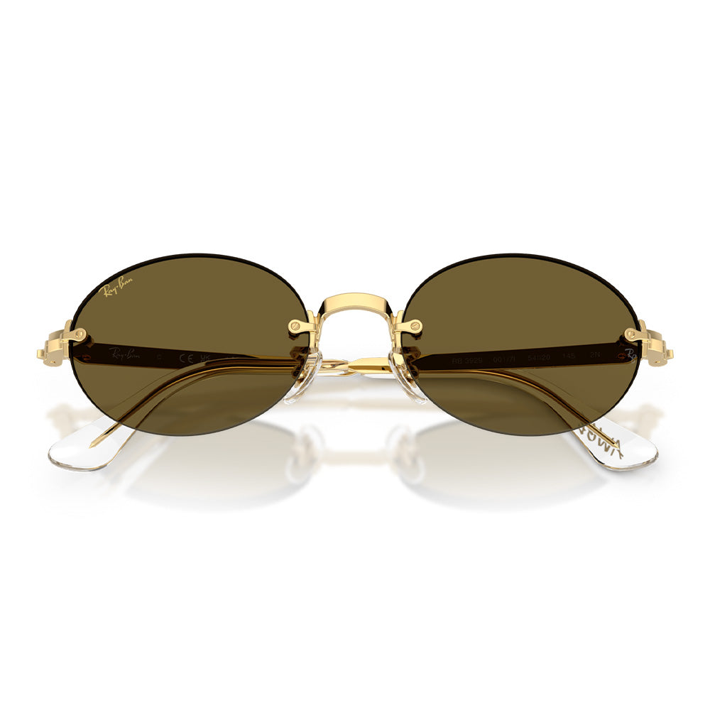 A$AP Rocky X Ray-Ban "Rimless" Polished Arista Gold with Dark Brown Lens