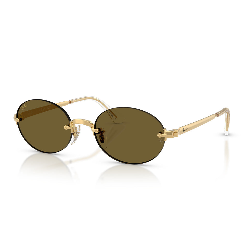 A$AP Rocky X Ray-Ban "Rimless" Polished Arista Gold with Dark Brown Lens