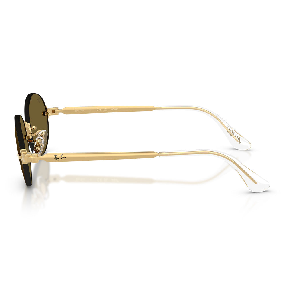 A$AP Rocky X Ray-Ban "Rimless" Polished Arista Gold with Dark Brown Lens