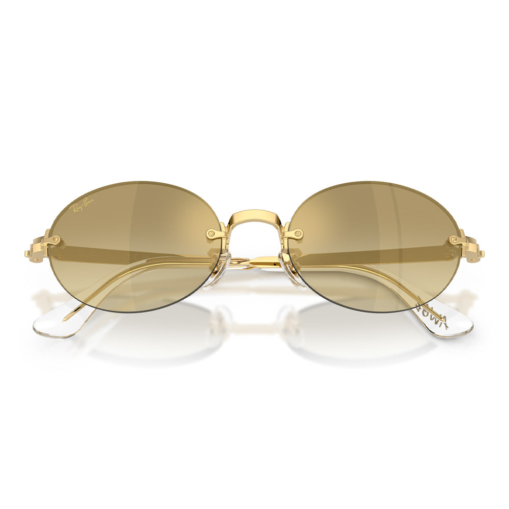 A$AP Rocky X Ray-Ban "Rimless" Polished Arista Gold with Brown Mirror Gold Gradient Lens