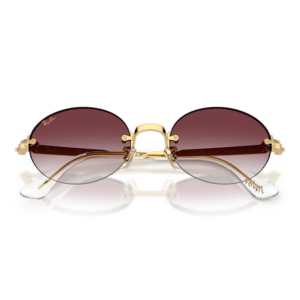 A$AP Rocky X Ray-Ban "Rimless" Polished Arista Gold with Clear Gradient Dark Violet Lens