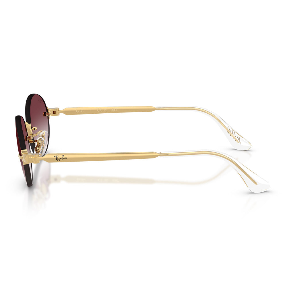 A$AP Rocky X Ray-Ban "Rimless" Polished Arista Gold with Clear Gradient Dark Violet Lens