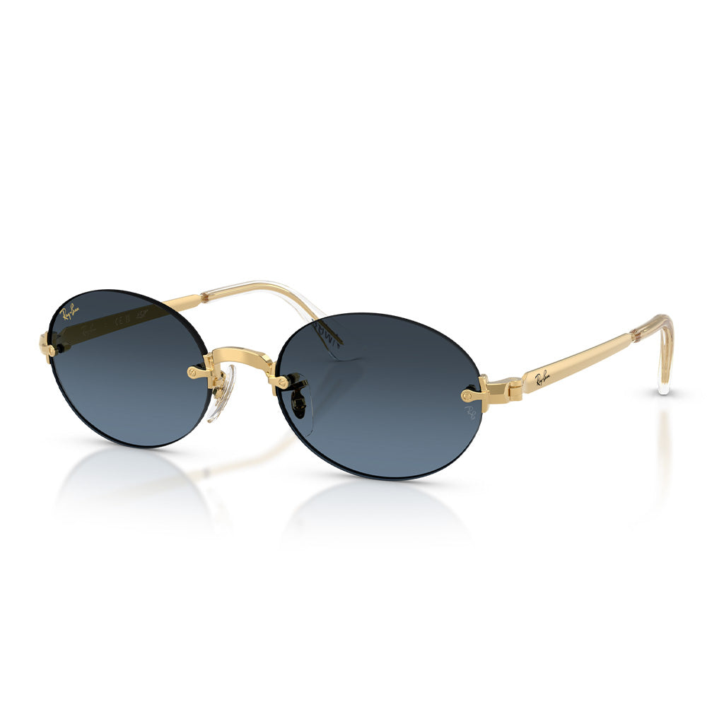 A$AP Rocky X Ray-Ban "Rimless" Polished Arista Gold with Blue Gradient Dark Grey Lens