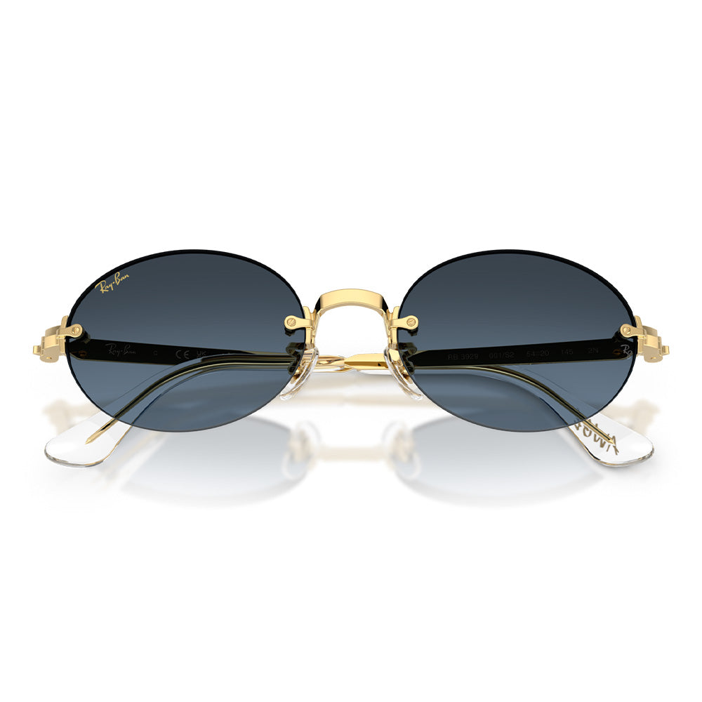 A$AP Rocky X Ray-Ban "Rimless" Polished Arista Gold with Blue Gradient Dark Grey Lens