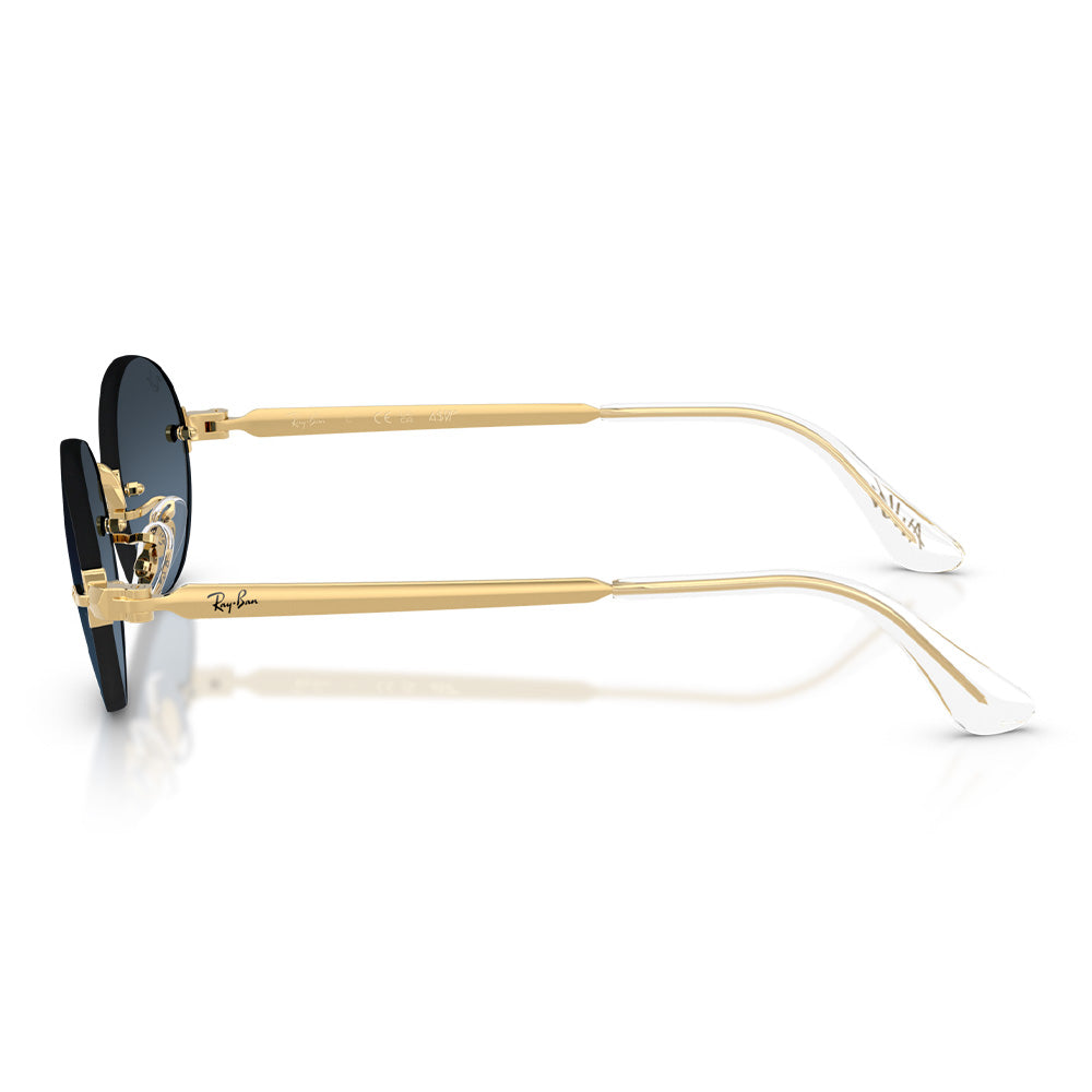 A$AP Rocky X Ray-Ban "Rimless" Polished Arista Gold with Blue Gradient Dark Grey Lens