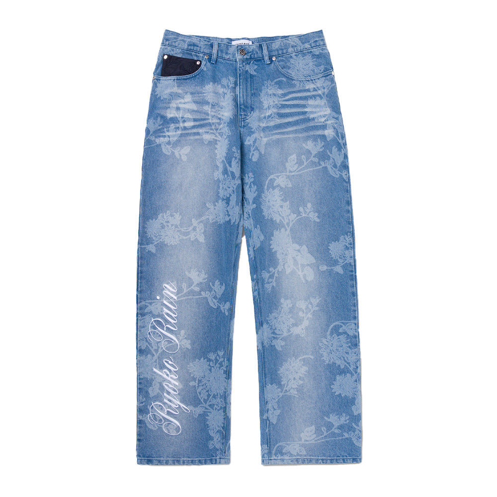 Ryoko Rain Laser Engraved Floral Denim